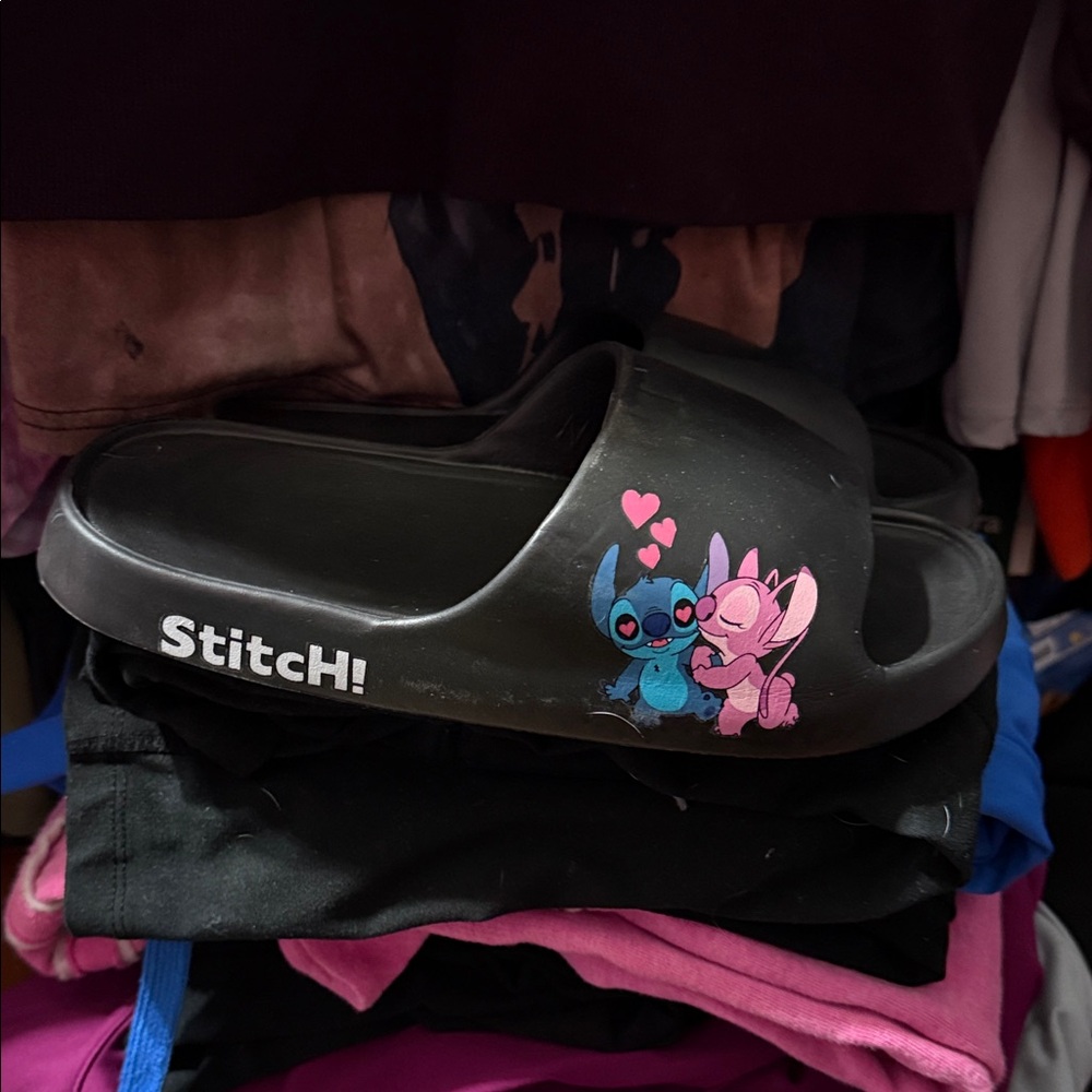 Stitch Slide Sandals - Black